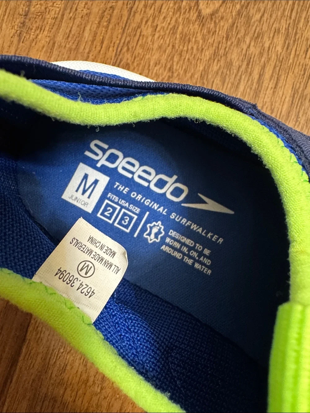 Speedo Kids' NWT Blue & Lime Slip-On Water Shoes size Boys 2-3